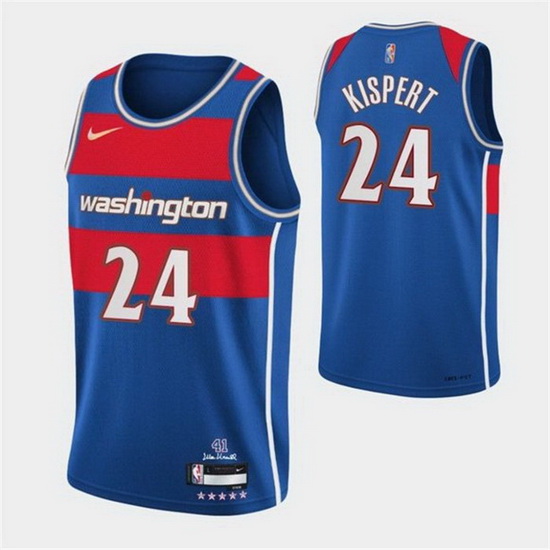 Men's Washington Wizards #24 Corey Kispert 75th Anniversary 2021 2022 Blue City Edition Swingman Sti