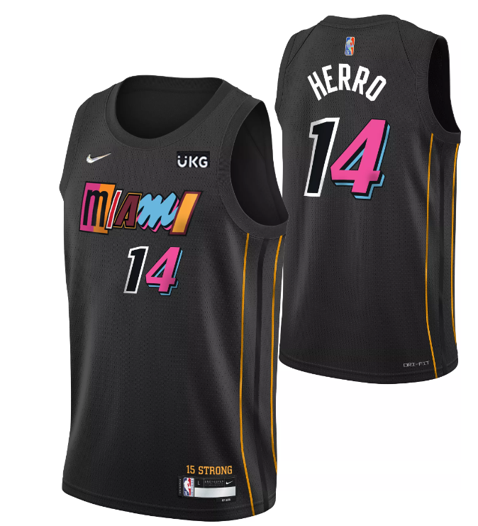 Men's Miami Heat #14 Tyler Herro 2021 2022 Black City Edition 75