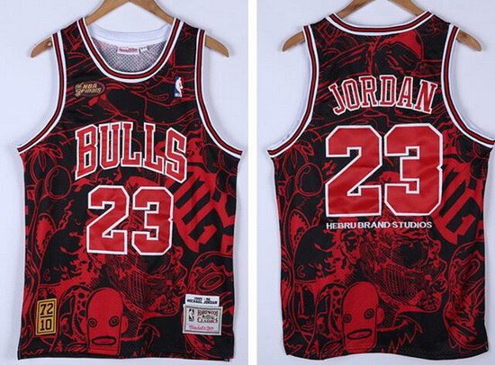 Men Chicago Bulls 1995-96 Season Michael Jordan #23 Hebru Brantley X M&N Black Jersey