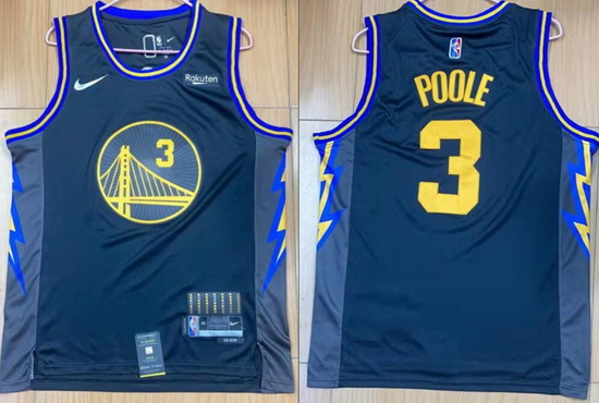 Men Golden State Warriors 3 Jordan Poole 75th Anniversary 2021 2022 City Edition NBA Jersey