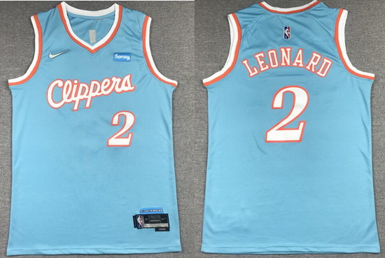 Men Los Angeles Clippers 2 Kawhi Leonard Blue 75th Anniversary 2021 2022 City Edition NBA Jersey