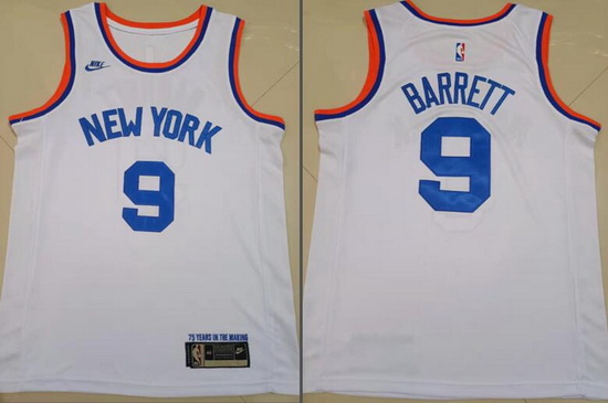 Men New York Knicks 9 R J Barrett 75th Anniversary 2021 2022 Cit