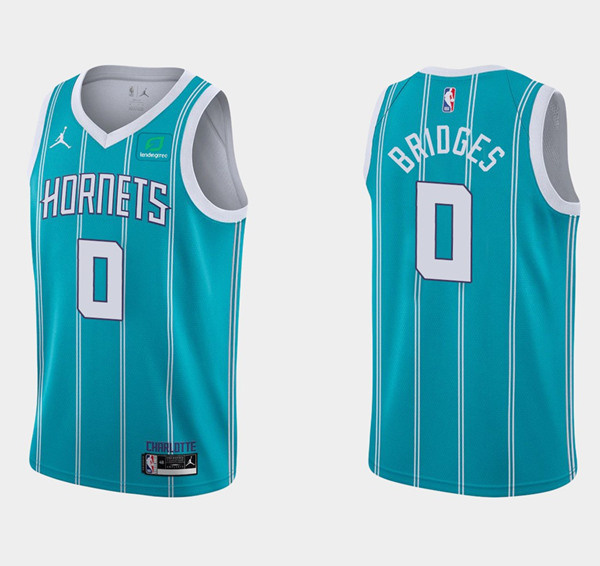 Men Charlotte Hornets 0 Miles Bridges Aqua Stitched Basketball Jersey