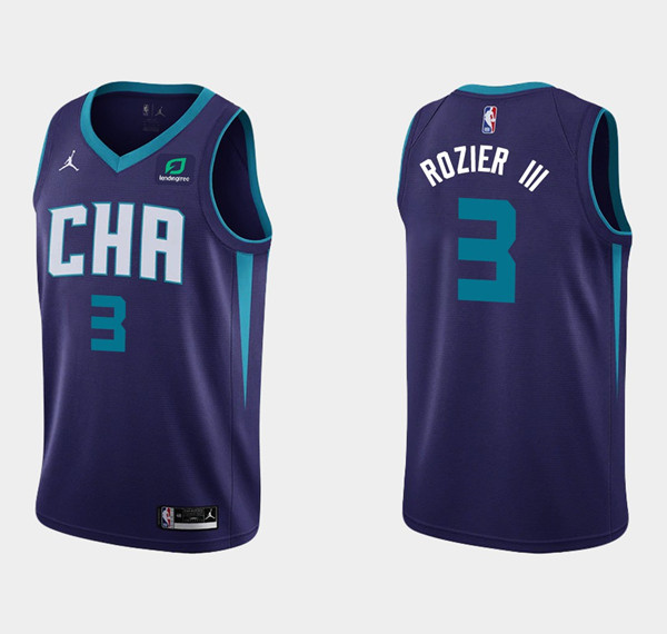 Men Charlotte Hornets 3 Terry Rozier III Purple Stitched Basketball Jersey