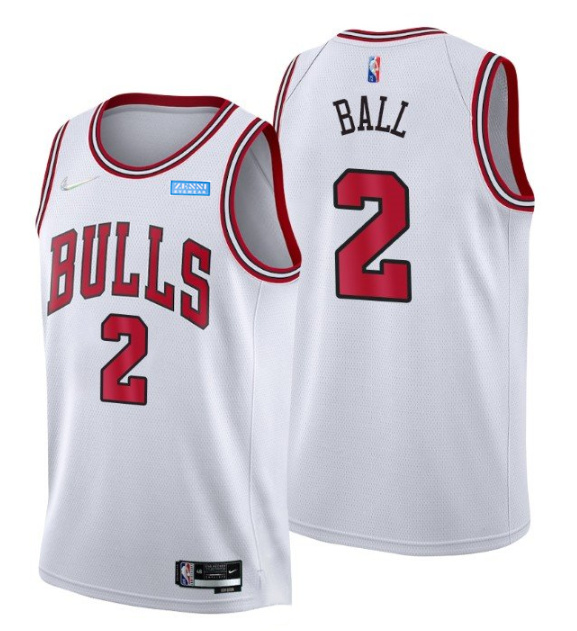 Men Chicago Bulls 2 Lonzo Ball 75th Anniversary White Swingman Stitched Basketball Jersey