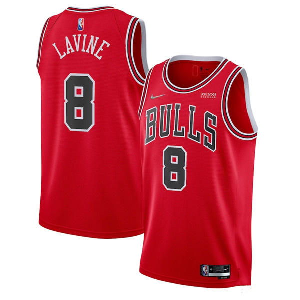 Men Chicago Bulls 8 Zach LaVine 75th Anniversary Red Swingman Stitched Basketball Jersey