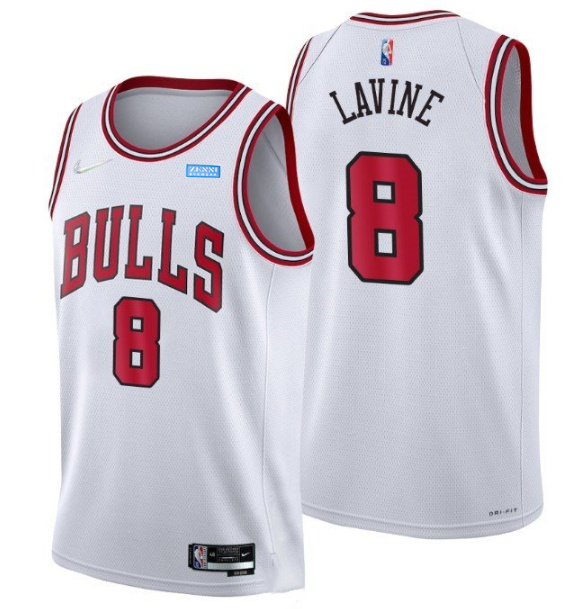 Men Chicago Bulls 8 Zach LaVine 75th Anniversary White Swingman Stitched Basketball Jersey