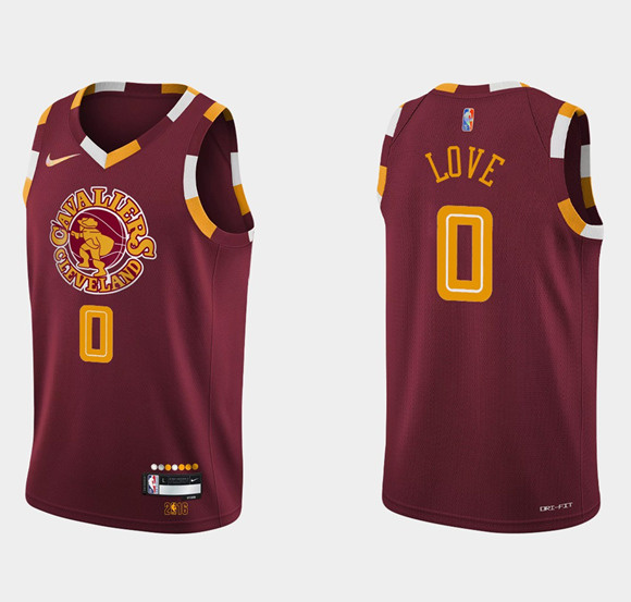 Men Cleveland Cavaliers 0 Kevin Love Wine Red 2021 2022 75th Anniversary City Edition Swingman Stitc