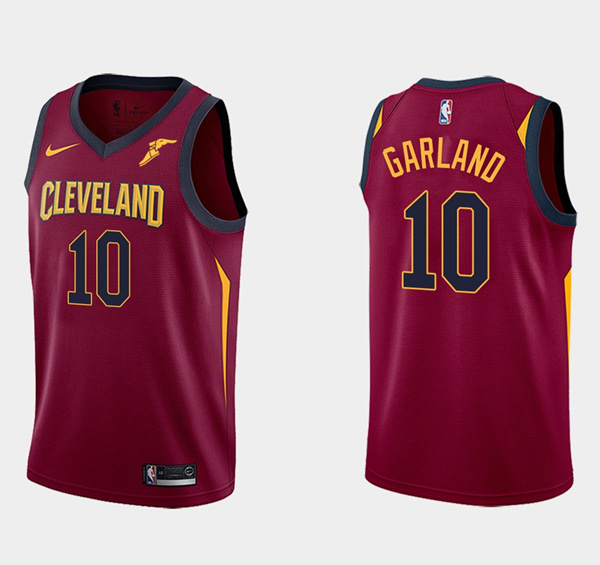 Men Cleveland Cavaliers 10 Darius Garland Wine Red Icon Edition Stitched Basketball Jersey