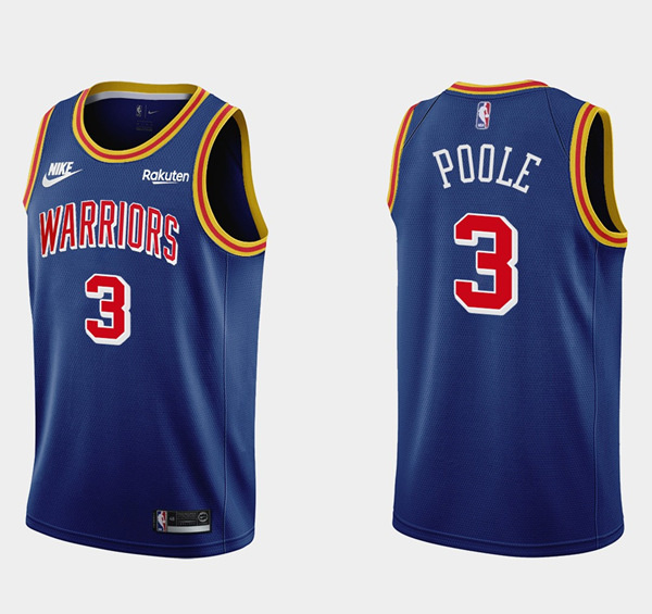 Men Golden State Warriors 3 Jordan Poole Royal Stitched Basketba