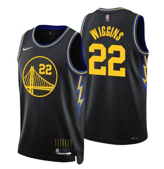 Men Golden State Warriors 22 Andrew Wiggins 2021 22 City Edition Black 75th Anniversary Stitched Bas