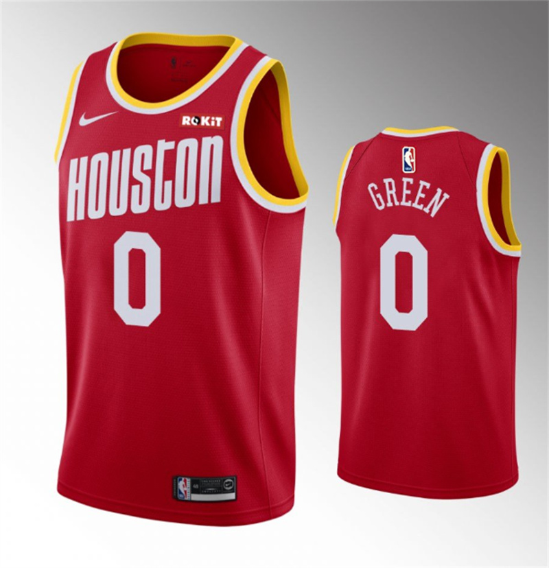 Men Houston Rockets 0 0 Jalen Green Red Classic Edition Stitched Jersey