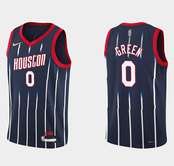 Men Houston Rockets 0 Jalen Green 2021 22 City Edition 75th Anniversary Navy Stitched Basketball Jer