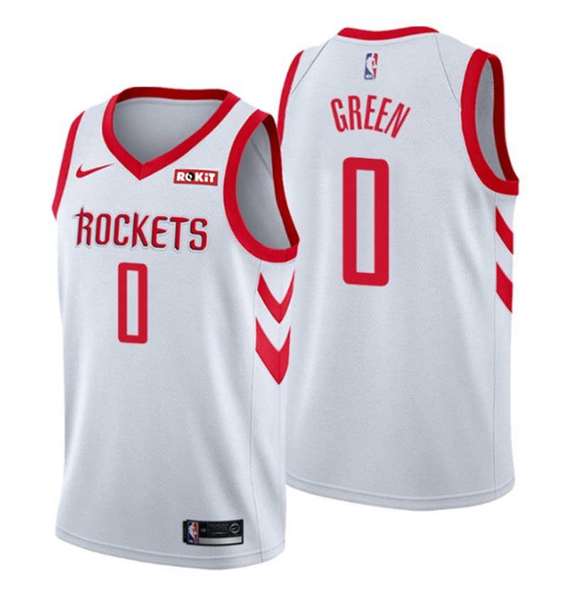 Men Houston Rockets 0 Jalen Green White Association Edition Stitched Jersey