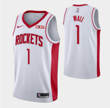 Men Houston Rockets 1 John Wall White Stitched Basketball Jersey