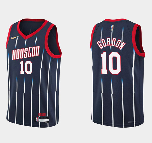 Men Houston Rockets 10 Eric Gordon 2021 22 City Edition 75th Anniversary Navy Stitched Basketball Je