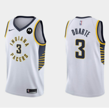 Men Indiana Pacers 3 Chris Duarte White Association Edition Swingman Stitched Jersey