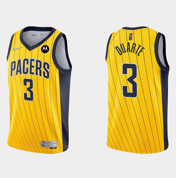 Men Indiana Pacers 3 Chris Duarte Yellow Swingman Stitched Jersey