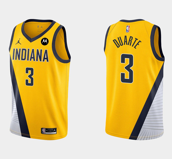 Men Indiana Pacers 3 Chris Duarte Yellow Swingman Stitched Jerse