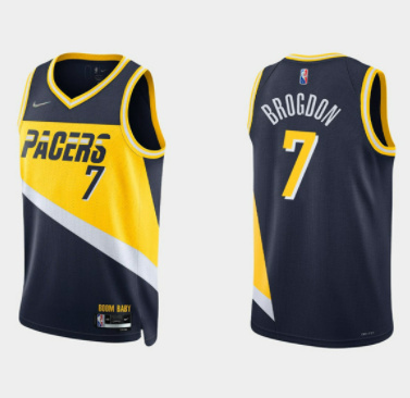 Men Indiana Pacers 7 Malcolm Brogdon 2021 22 Navy City Edition 75th Anniversary Stitched Basketball 