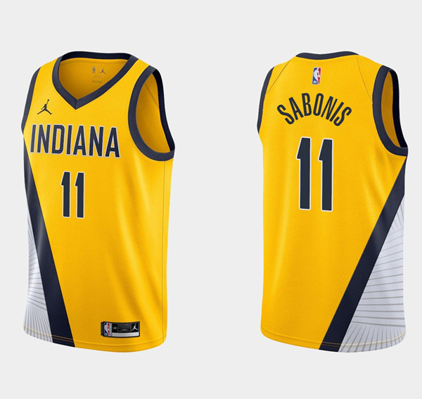 Men Indiana Pacers 11 Domantas Sabonis Yellow Stitched Jersey