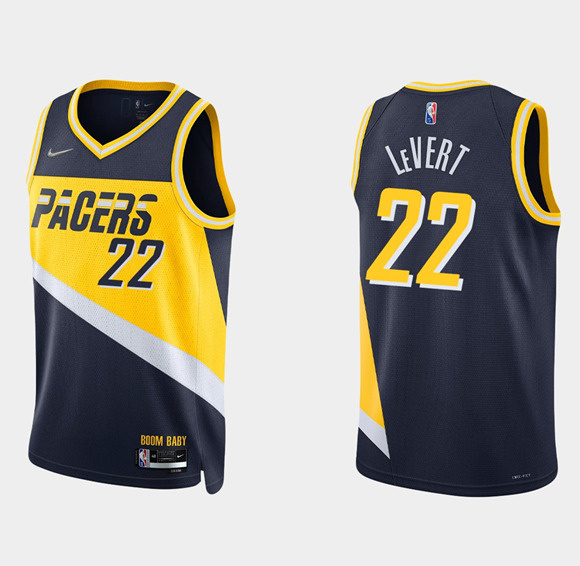 Men Indiana Pacers 22 Caris Levert 2021 22 Navy City Edition 75th Anniversary Stitched Basketball Je