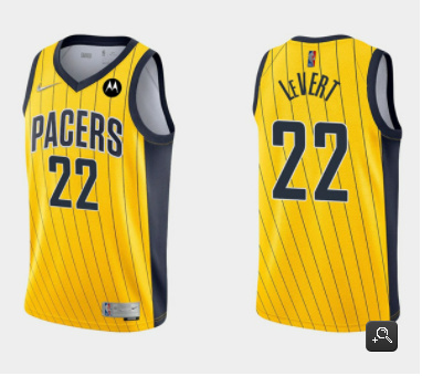 Men Indiana Pacers 22 Caris LeVert Yellow Swingman Stitched Jersey