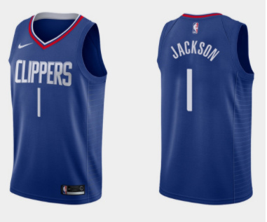 Men Los Angeles Clippers 1 Reggie Jackson Royal Icon Edition Stitched Basketball Jersey