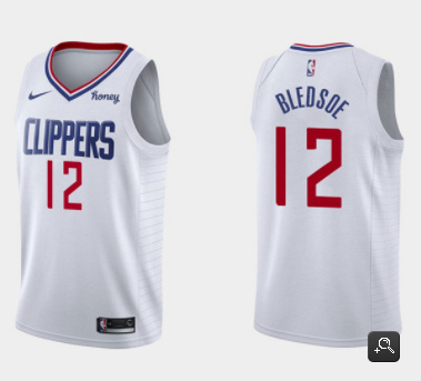 Men Los Angeles Clippers 12 Eric Bledsoe White Association Edition Stitched Basketball Jersey