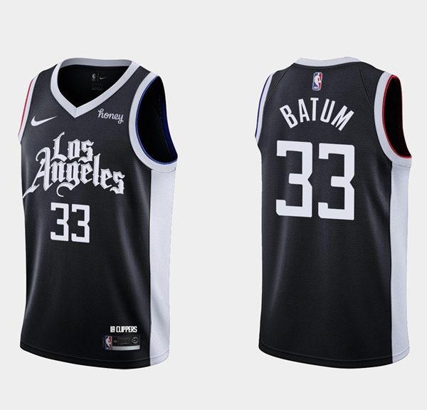 Men Los Angeles Clippers 33 Nicolas Batum 2020 21 Black City Edition Stitched NBA Jersey