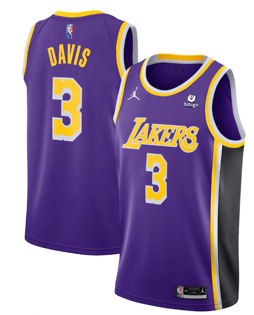 Men Los Angeles Lakers 3 Anthony Davis Purple 75th Anniversary Stitched Jersey