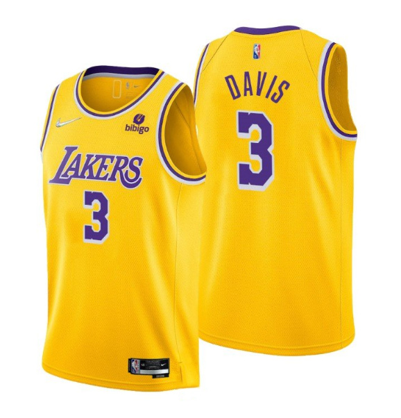Men Los Angeles Lakers 3 Anthony Davis Yellow 75th Anniversary S
