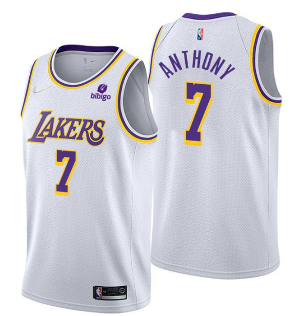 Men Los Angeles Lakers 7 Carmelo Anthony White 75th Anniversary Stitched Basketball Jersey