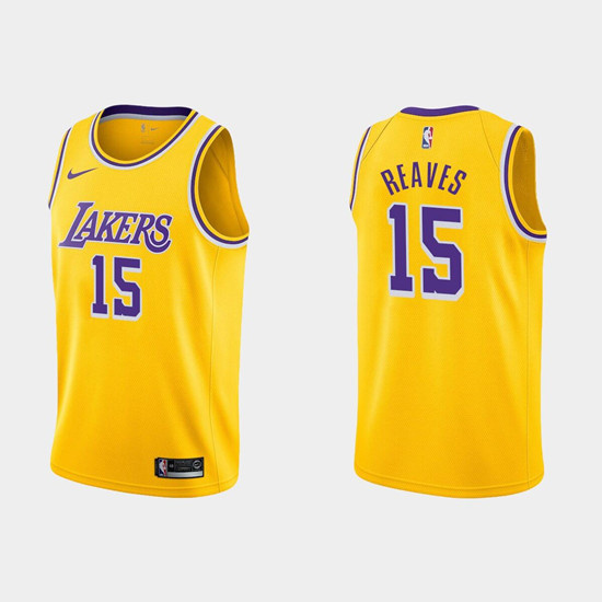 Men Los Angeles Lakers 15 Austin Reaves Yellow Stitched Jersey