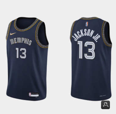 Men Memphis Grizzlies 13 Jaren Jackson 2021 22 City Edition Navy 75th Anniversary Stitched Jersey