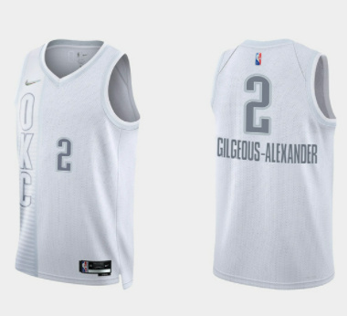 Men Oklahoma City Thunder 2 Shai Gilgeous Alexander 2021 22 City Edition White 75th Anniversary Stit