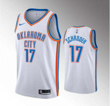 Men Oklahoma City Thunder 17 Dennis Schroder White Stitched Bask