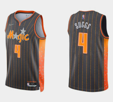 Men Orlando Magic 4 Jalen Suggs 2021 22 City Edition Black 75th Anniversary Stitched Swingman Jersey