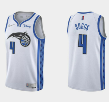 Men Orlando Magic 4 Jalen Suggs White Earned Edition Stitched Swingman Jersey