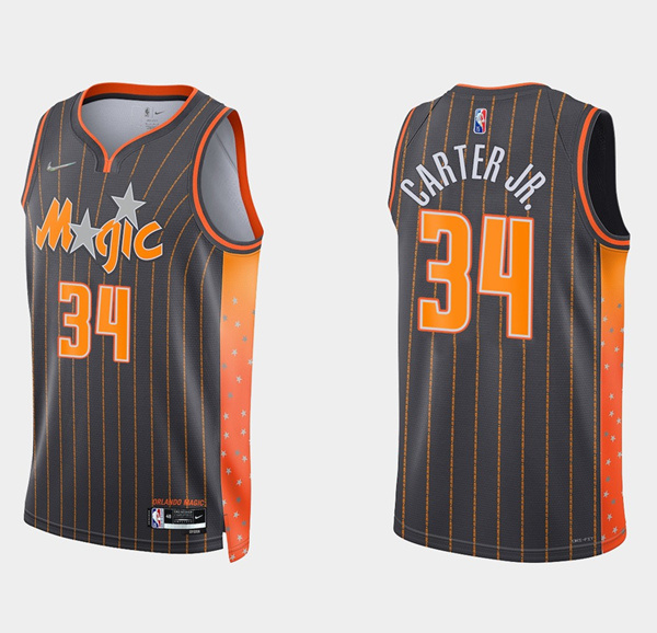 Men Orlando Magic 34 Wendell Carter Jr  2021 22 City Edition Black 75th Anniversary Stitched Swingma