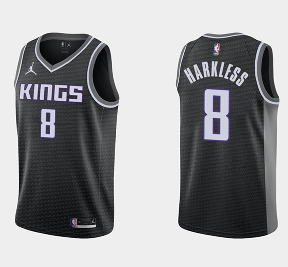 Men Sacramento Kings 8 Maurice Harkless Swingman Black Statement Edition Stitched Jersey