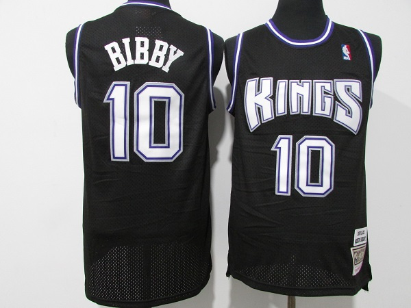 Men Sacramento Kings 10 Mike Bibby 2001 02 Black Throwback Stitched Jersey