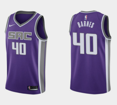 Men Sacramento Kings 40 Harrison Barnes Purple Icon Edition Stit