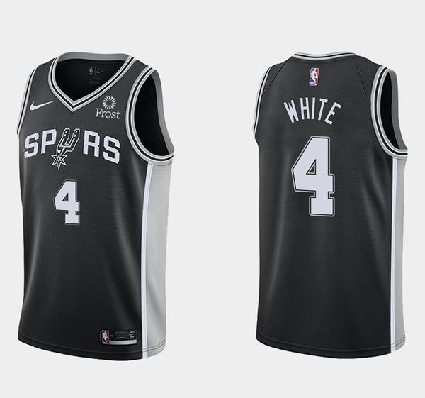 Men San Antonio Spurs 4 Derrick White Icon Edition Black Icon Edition Stitched Jersey