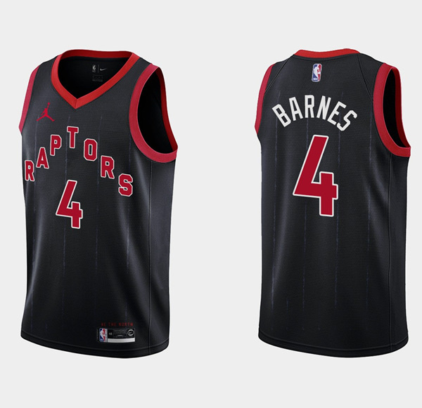 Men Toronto Raptors 4 Scottie Barnes Black Statement Edition Stitched Basketball Jersey