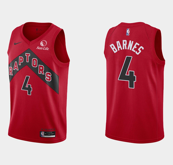 Men Toronto Raptors 4 Scottie Barnes Red Icon Edition Stitched B