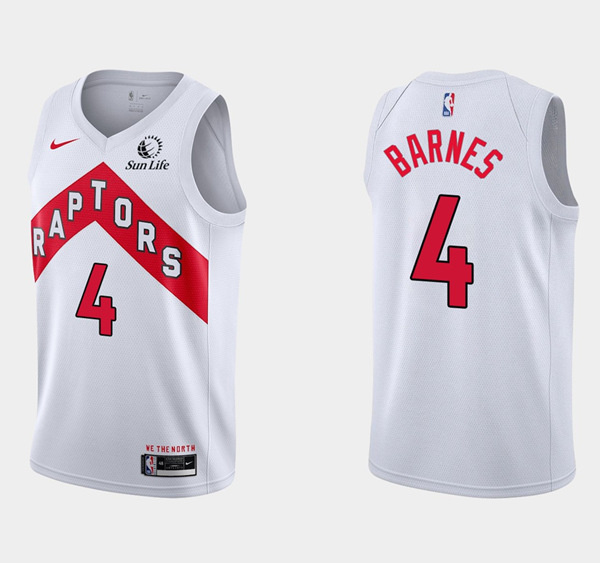 Men Toronto Raptors 4 Scottie Barnes White Association Edition Stitched Basketball Jersey