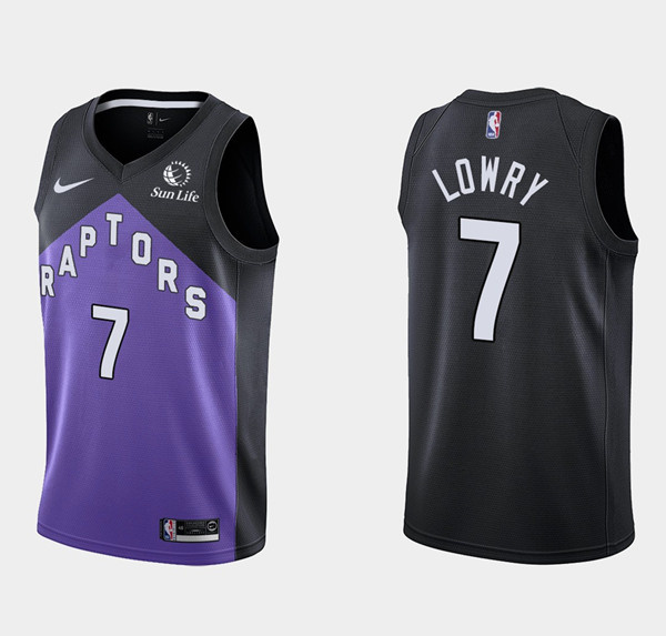 Men Toronto Raptors 7 Kyle Lowry Purple Black Earned Edition Stitched Basketball Jersey