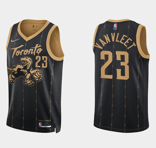 Men Toronto Raptors 23 Fred Vanvleet 2021 22 City Edition Black 75th Anniversary Swingman Stitched B