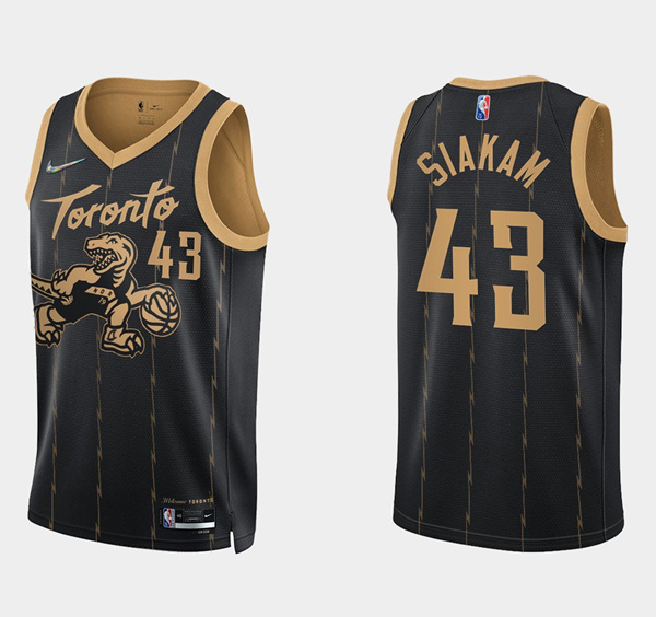 Men Toronto Raptors 43 Pascal Siakam 2021 22 City Edition Black 75th Anniversary Swingman Stitched B